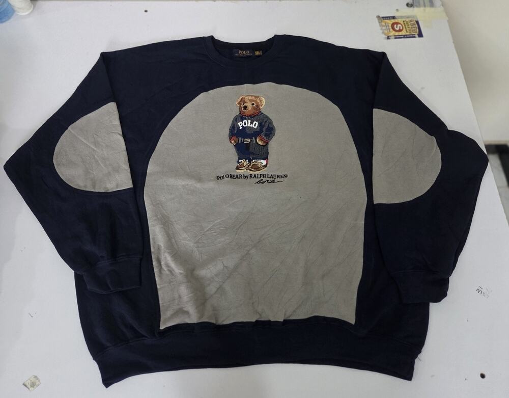 Vintage Polo Reworked Sweatshirt – Unique Upcycled Panelled Jumper – Size 2XL